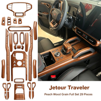 Pièces de décoration intérieure de voiture en bois de pêche pour Jetour Traveler Shanhai T2 : ensemble de garnitures pour console centrale, levier de vitesses et aérateurs