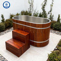 Baignoire de plongée froide OMNI Premium en cèdre rouge, intérieur en acier inoxydable 304, design moderne, spa commercial traditionnel