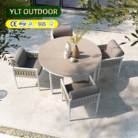 Chaises d'extérieur modernes nordiques personnalisées, ensemble de meubles d'extérieur imperméables pour patio, ensemble de meubles d'extérieur en aluminium tressé, tables et chaises de jardin pour séjour