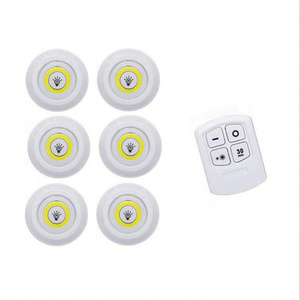 Battery Dimmable Under Cabinet COB <strong>LED</strong> Puck Closets Remote 3 in 1 Round COB Indoor Mini Remote Control <strong>Sticky</strong> Wall <strong>Light</strong> - Product Image 6