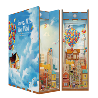Tonecheer Trade Only Travel with the Wind Assemble Toys Bookend 3D Puzzles Eco-friendly Book Nook LED Light DIY DollHouse Kit