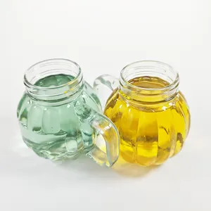 Échantillon gratuit 20oz personnalisé citrouille tasses en verre Mason bocal en verre avec poignée bocal en verre avec couvercle et paille