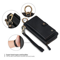 Étui portefeuille en cuir détachable avec fermeture éclair pour iPhone 17, 16 Pro Max, 15, 14 Mini, 11 Pro Max