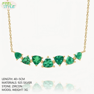 Collar con Colgante de Circonita Verde en Forma de Pera, Diseño Elegante, Cadena de Plata de Ley 925, Chapado en Oro de 18K, Joyería para Mujer - Product Image 3