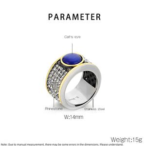 Bracelet Hip Hop en Acier Titane Entièrement Sertie de Diamants, Bague Homme Vintage de Luxe Française en Acier Titane avec Diamants et Saphirs - Product Image 5