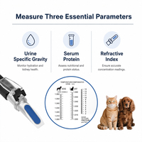 Réfractomètre clinique vétérinaire portable ATC pour la densité relative de l'urine et les protéines sanguines, triple échelle pour cliniques vétérinaires (chats et chiens)