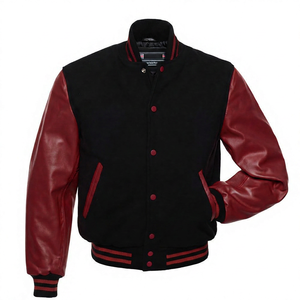 KVJ111-Chaqueta Letterman Varsity PARA LA Escuela Secundaria Personalizada para Hombre, Parche de Chenilla Bordado con Mangas de Cuero Naranja y Lana Negra sin Cuello - Product Image 3