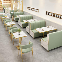 Canapé-lit personnalisé multicolore pour restaurant, chaise en métal et cuir, ensembles de table et chaises pour restauration rapide