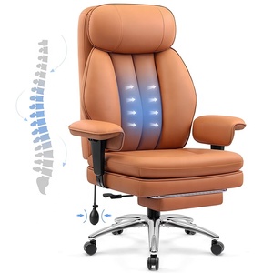 <span class=keywords><strong>Chaise</strong></span> <span class=keywords><strong>de</strong></span> <span class=keywords><strong>bureau</strong></span> ergonomique robuste en cuir à dossier haut avec support lombaire réglable, capacité 500 lbs, pour grands et grands-tailles, marron - Product Image 1