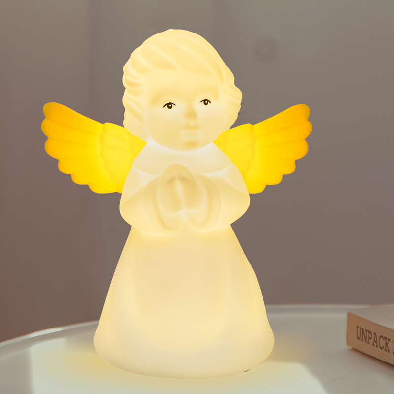 RGB LED Night Lamp with Touch Control Silicone Mold Colorful Angle Rechargeable Baby Light Battery Powered