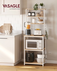 VASAGLE, venta al por mayor, panaderos de estilo moderno con 6 ganchos, estante de marco de acero, estante de 6 niveles para microondas, estante organizador de cocina - Product Image 2