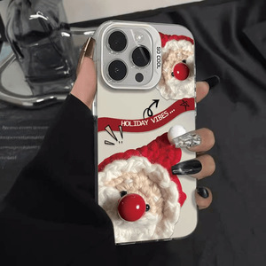 เคสโทรศัพท์ iPhone16ProMax ลายซานตาคลอสจมูกแดงสุดหรู พร้อมที่จับโทรศัพท์ น่ารัก ดีไซน์สร้างสรรค์ สำหรับรุ่น 13 และ 12 แบบแข็ง - Product Image 5