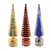 Arbre de Noël en verre LED rotatif avec miroir mosaïque, décoration pour fêtes, mariages et événements à domicile