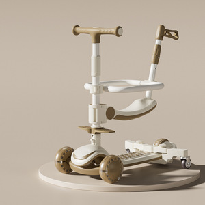 Trottinette pour enfants à trois roues avec siège réglable en hauteur et poignée de poussée pour les enfants de 3 à 6 ans, style moderne - Product Image 2