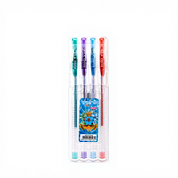 Ensemble de stylos gel pailletés quatre couleurs, boîte à clapet en PP, stylos de marquage pour étudiants, journal, dessin, papeterie scolaire