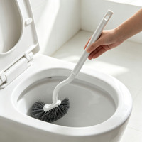 Brosse de toilette à long manche en plastique courbé en S pour le nettoyage des interstices de la salle de bain sans angle mort