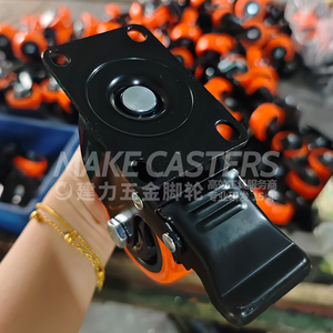 1,5-5 inch PVC zwenkwielen, medium duty, industrieel lager, PP oranje, kar, gereedschap, zwenkbaar, rem, schroef, OEM LOGO - Product Image 3