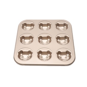 Non Stick Gold Pig Shaped Cake Mold 4 6 9 Cavity Baking Tray For Cupcakes And Desserts - Product Image 4