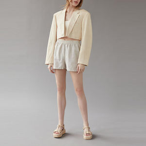 Blazer di <span class=keywords><strong>lino</strong></span> da <span class=keywords><strong>donna</strong></span> di moda all'ingrosso design personalizzato cappotti corti blazer corto - Product Image 2