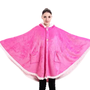 Dệt may nhà Trung Quốc thiết kế mới Poncho lông cừu khăn choàng mùa đông trùm đầu mặc Poncho chăn