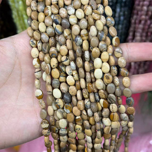 ลูกปัดแอฟริกันเทอร์ควอยซ์รูปไข่ขนาด 6-8 มม. ลูกปัด<span class=keywords><strong>พลอย</strong></span>ธรรมชาติรูปทรงไม่สม่ำเสมอ ความยาว 38 ซม. ลูกปัดทรงรอนเดลล์สวยงาม - Product Image 2