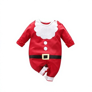 Combinaison de Noël pour bébé style coréen, style automne, grenouillère du Nouvel An transfrontalière, en coton à manches longues, pull avec capuche amovible - Product Image 1