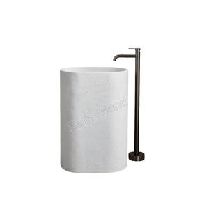 Lavabo sur pied en pierre artificielle moderne, écologique, rectangulaire, pour salle de bain de maison et de villa - Product Image 2