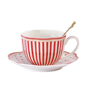 Low Price Promotion European Stripe and Wave Point Coffee <b>Set</b> Exquisite Ceramic Coffee <b>Cup</b> and Plate - Product Image 5