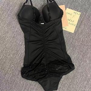 Nouveautés Body sculptant sans couture en dentelle profonde avec soutien-gorge intégré pour femmes, body sans dos, contrôle du corps, amincissant, sans manches - Product Image 4