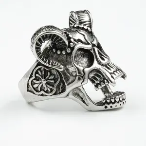 Punk Schedel Ring, Retro Heren Ringen Punk Overdreven Legering Ringen