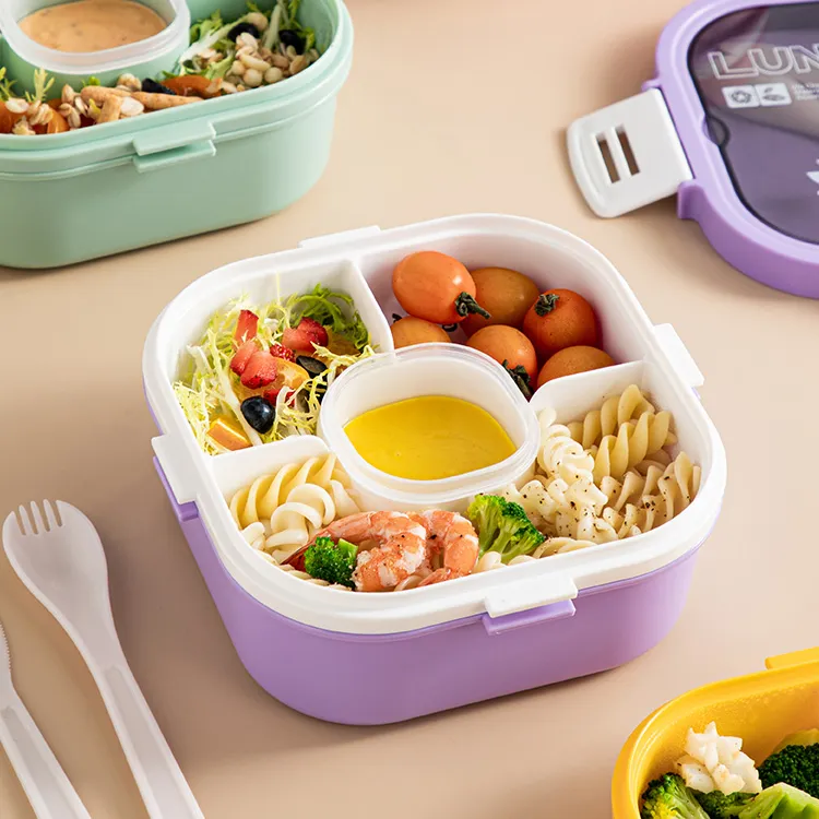 Pp plástico + silicone material Selado salada lancheira fácil limpeza escola bento caixa de viagem-friendly tirar caixa tiffin