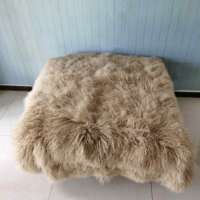 Housse de table en fourrure de mouton tibétain véritable bouclée de luxe, carrée, faite à la main, certifiée OEKO-TEX