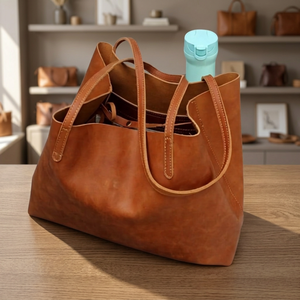 Pochette élégante en cuir véritable pour femme, avec fermeture éclair, imperméable, légère, portable, idéale pour les voyages, grand sac à main décontracté - Product Image 6