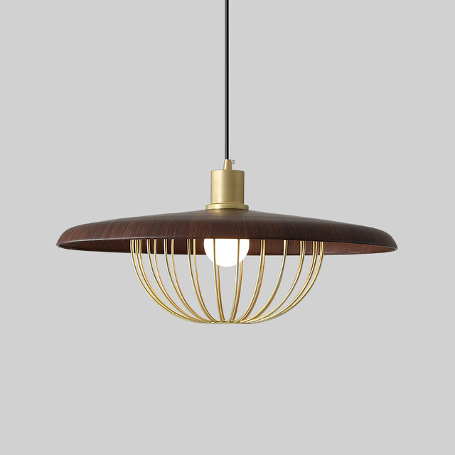 Wooden Disc Chandelier LED Suspension Light Walnut Finish Warm White Light for Restaurant Bar Cafe Tea Room Homestay Nordic