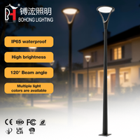 Lampadaire d'extérieur sur pied avec anneau supérieur et lumière douce, alimentation CA, indice IP65, LED, aluminium + PC opale, garantie 3 ans, intensité variable