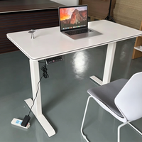 Meubles de bureau à domicile - Bureau ergonomique en bois avec structure métallique, réglable en hauteur électriquement, poste de travail informatique, table de bureau