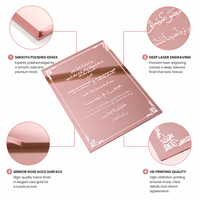 Carte d'invitation de mariage personnalisée en acrylique or rose de luxe, esthétique, impression UV personnalisée, carte de vœux pour célébration formelle