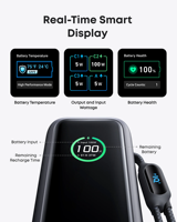 Banque d'alimentation Anker A1695 25000mAh 165W USB C pour ordinateur portable, charge rapide PD 100W, câble rétractable intégré, écran intelligent