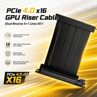 Kabel Riser PCIe 4.0 X16 Kecepatan Tinggi 16GT/s, Kabel Ganda Terbalik 4+1, 90 Derajat, Perisai EMI, Pemasangan GPU Vertikal
