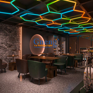 Luminaire suspendu hexagonal à <span class=keywords><strong>LED</strong></span> multicolores RVB avec éclairage changeant de couleur pour salon, chambre à coucher, bar - Product Image 3