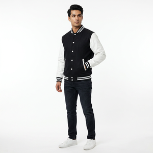 Vestes en cuir Letterman Varsity grande taille pour hommes Veste de baseball d'hiver à capuche zippée en chenille CollegeBaseballjacket pour hommes - Product Image 1