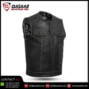 Gilets de motards de moto sans manches personnalisés respirants noirs de bonne qualité en gros Gilet en cuir de moto avec poches - Product Image 3