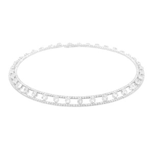 Novedad Transfronteriza: Collar de Zirconia de 2 Hileras con Alambre de Acero Elástico, Diseño Abierto, Tendencia Exagerada, Collar de Diamantes de Imitación al por Mayor - Product Image 4