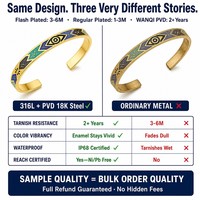 Bracelet en Zircon et Émail Plaqué Or 18K avec Pierres Précieuses Colorées et Yeux Ovales pour Femme - Vente en Gros