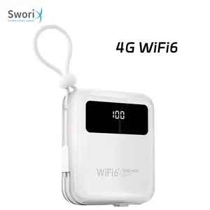 Wifi6 5000Mah Portable Mifi Sim Card Slot Pocket 4G Lte Wireless Mobile Hotspot Rechargeable Mini Wireless Wifi With Power Bank