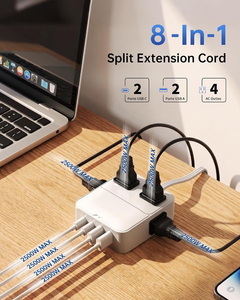 Power Strip on Each Side with 4 AC Outlets 4USB Nightstand <b>Charging</b> Station for Bedroom Dorm Room Home - Product Image 4