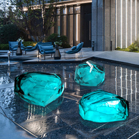 Escultura Artística Moderna de Resina Transparente con Paisaje de Piedra para Hotel, Oficina de Ventas, Villa, Patio, Piscina, Gran Escultura de Piso a Techo