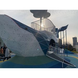 Scivolo Tubolare in Acciaio Inossidabile per Esterni a Tema Balena Blu Geometrica con Maniglie per Arrampicata e Tunnel per Parchi e Comunità - Product Image 3