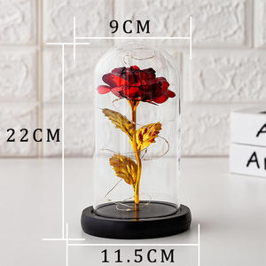 Mawar Abadi Buatan Tangan dengan Penutup Kaca LED, Daun Emas, Ornamen Kreatif, Kotak Hadiah Harga Pabrik, Hadiah Natal Hari Valentine - Product Image 6