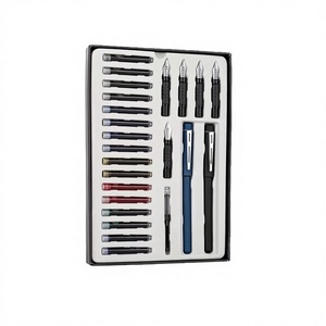 Juego de 25 Piezas de Plumas de Caligrafía de Plástico con 2 Plumas de Acero Inoxidable, 16 Cartuchos de Tinta, 1 Bloc, 1 Bomba, en Caja de Regalo, para Uso en Oficina - Product Image 4